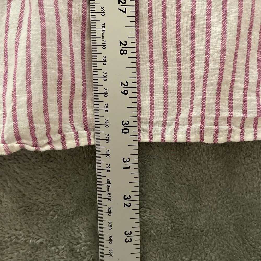Banana Republic Men XL Linen Cotton Blend Short Sleeve Striped Slim Fit Shirt